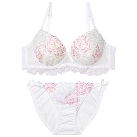 1/23新作!クラシックフェミニンロゼブラジャー&フルバックショーツ［激売れ］(ホワイト-A70/ショーツM)