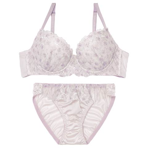 12/3新作!フェアリーメロウフルールブラジャー&フルバックショーツ［激売れ］(パープル-A70/ショーツM)