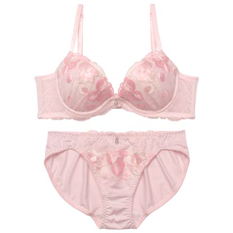 2/4新作!ミルキーフルールレーシィ育乳脇高ブラジャー&フルバックショーツ［激売れ］(ピンク-A70/ショーツM)
