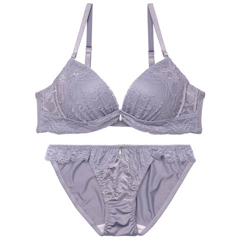 4/22新作!シンプルコードレースブラジャー&フルバックショーツ［激売れ］(ブルーグレー-A70/ショーツM)