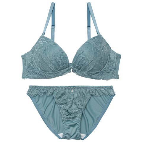 4/22新作!シンプルコードレースブラジャー&フルバックショーツ［激売れ］(グリーン-A70/ショーツM)
