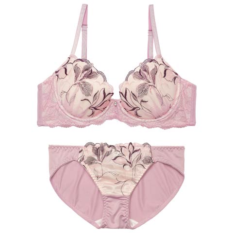 2/25新作!ミステリアスブルーム育乳脇高ブラジャー&フルバックショーツ［激売れ］(パープル-A70/ショーツM)