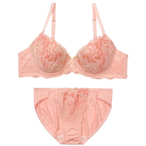 3/30新作!シャイニーフローラルメロウブラジャー&フルバックショーツ［激売れ］(ピンク-A70/ショーツM)
