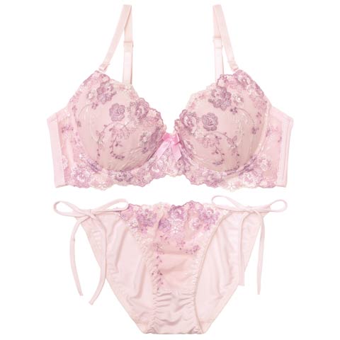【三上悠亜着用】ロマンティックフローラルブラジャー&サイド紐フルバックショーツ