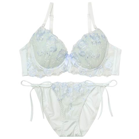 【三上悠亜着用】ロマンティックフローラルブラジャー&サイド紐フルバックショーツ
