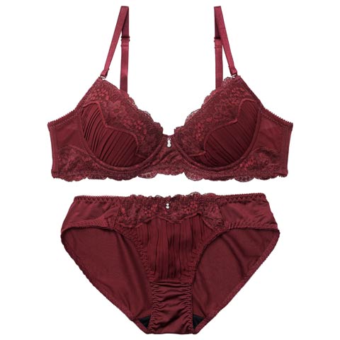 3/9新作!ミステリアスブルームレースブラジャー＆フルバックショーツ［激売れ］(ボルドー-A70/ショーツM)