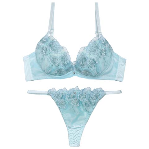 パステルブルームローズブラジャー&Tバックショーツ［激売れ］(サックス-A70/ショーツM)