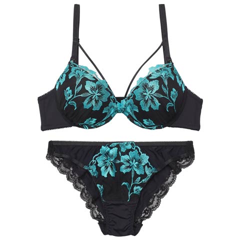 【EFサイズ】シャドウブルームカットストリングブラジャー&フルバックショーツ［大人気］［均一セール］［12H限定2］(グリーン-E70/ショーツM)