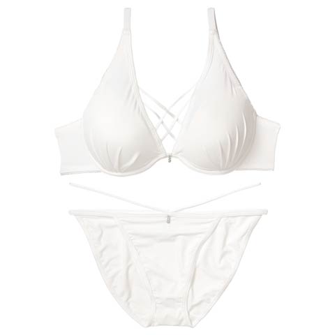 センシュアルクロスコードブラジャー&フルバックショーツ［激売れ］(ホワイト-B65/ショーツM)