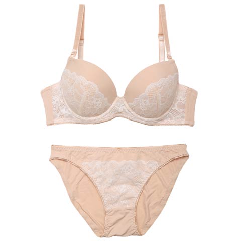 【EFサイズ】プリンセスマットレーシィブラジャー&フルバックショーツ［大人気］(ベージュ-E70/ショーツM)