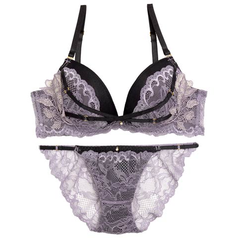 【EFサイズ】アンジュクロスエンブロイダリーブラジャー&バック透けフルバックショーツ［大人気］(パープル-E70/ショーツM)