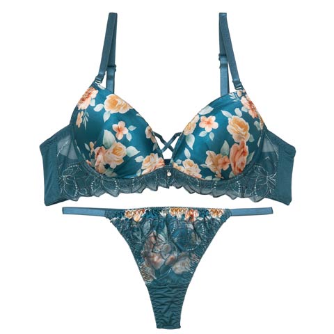 トワイライトブルームローズブラジャー&Tバックショーツ［激売れ］［週替］[スーパーセール](グリーン-A70/ショーツM)