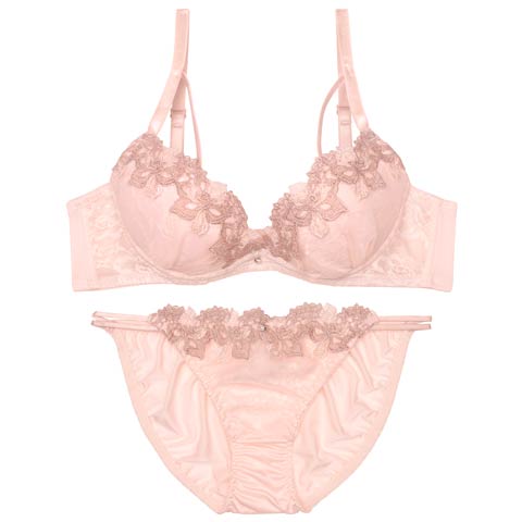 10/7再販!シャイニースウィートフルールブラジャー&フルバックショーツ［激売れ］(ピンク-A70/ショーツM)