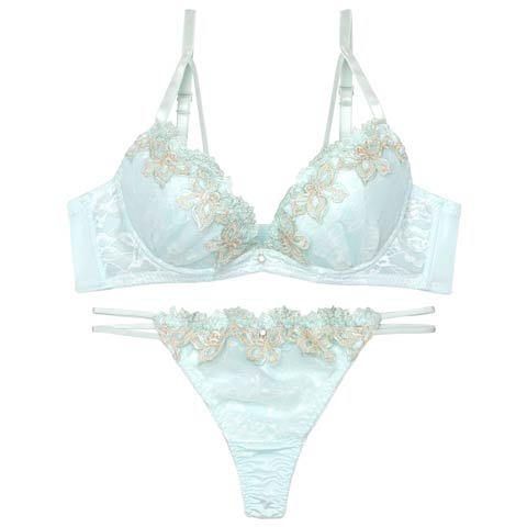 シャイニースウィートフルールブラジャー&Tバックショーツ［激売れ］(ミント-A70/ショーツM)