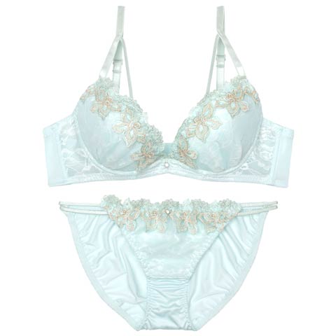 【EFサイズ】シャイニースウィートフルールブラジャー&フルバックショーツ［大人気］(ミント-E70/ショーツM)