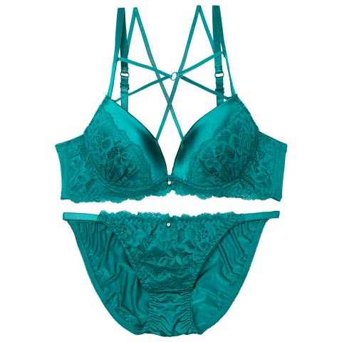 ミステリアスクロスコードブラジャー&フルバックショーツ［激売れ］［週替］[スーパーセール](グリーン-A70/ショーツM)