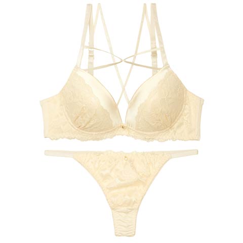 ミステリアスクロスコードブラジャー&Tバックショーツ［激売れ］［週替］[スーパーセール](クリーム-A70/ショーツM)