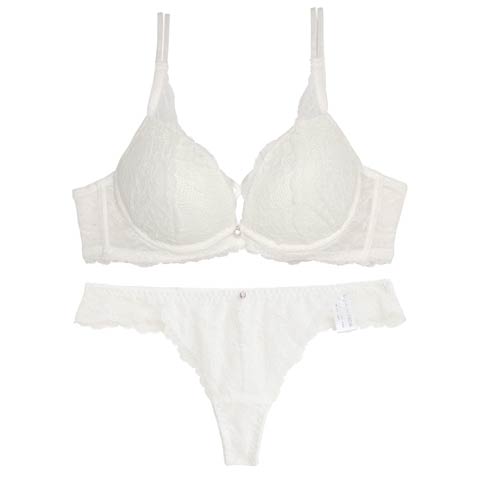 9/11再販!クロスデザインレーシィブラジャー&バック透けTバックショーツ［激売れ］［週替］[スーパーセール](ホワイト-B65/ショーツM)