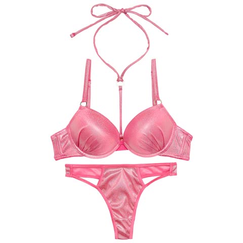 [2way]オーロララメスパークルブラジャー&Tバックショーツ［激売れ］(ピンク-B65/ショーツM)