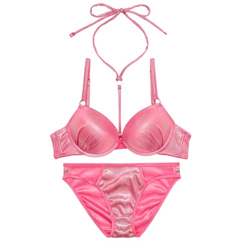 【EFサイズ】[2way]オーロララメスパークルブラジャー&フルバックショーツ［大人気］［週替］[スーパーセール](ピンク-E70/ショーツM)