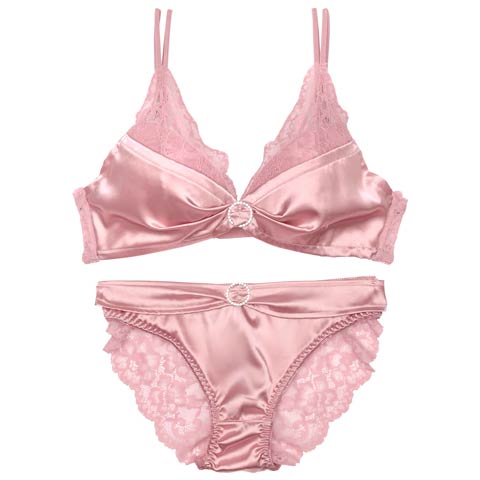 9/11再販!リボンリングビジューレースブラジャー&バック透けフルバックショーツ［激売れ］［週替］[スーパーセール](ピンク-B65/ショーツM)