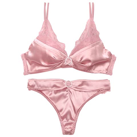 リボンリングビジューレースブラジャー&バック透けTバックショーツ［激売れ］［週替］[スーパーセール](ピンク-B65/ショーツM)