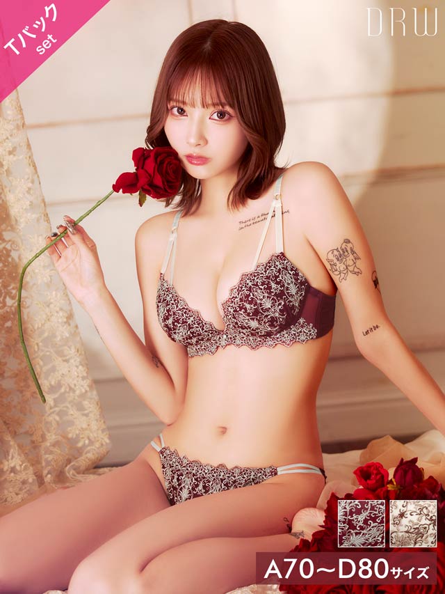 ダマスクディープストリングブラジャー&Tバックショーツ［激売れ］［週替］[スーパーセール]