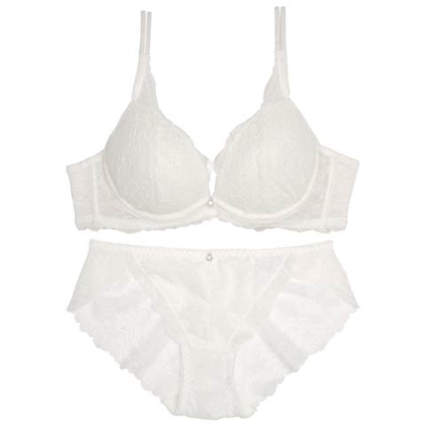 9/11再販!【EFサイズ】クロスデザインレーシィブラジャー&バック透けフルバックショーツ［大人気］［週替］[スーパーセール](ホワイト-E70/ショーツM)
