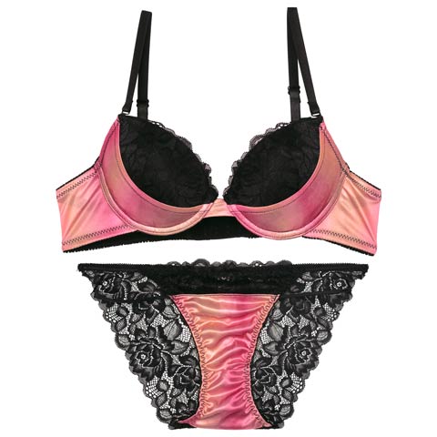 マーブルグラデーションレースブラジャー&バック透けフルバックショーツ［激売れ］［週替］[スーパーセール](ピンク-B65/ショーツM)