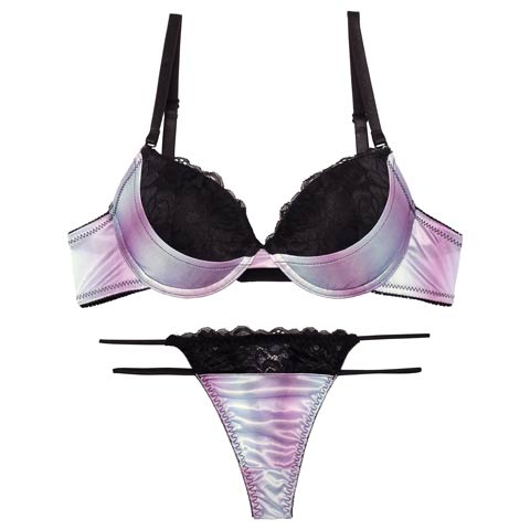 マーブルグラデーションレースブラジャー&Tバックショーツ［激売れ］［週替］[スーパーセール](パープル-B65/ショーツM)