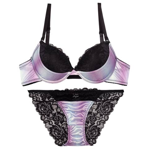 【EFサイズ】マーブルグラデーションレースブラジャー&バック透けフルバックショーツ［大人気］［週替］[スーパーセール](パープル-E70/ショーツM)