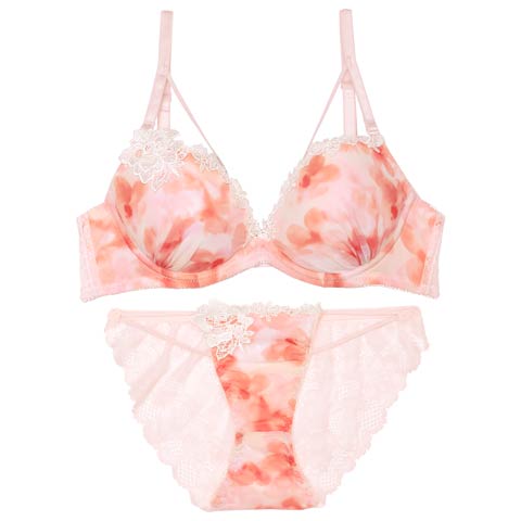 ミスティブロッサムコードブラジャー&バック透けフルバックショーツ［激売れ］［週替］[スーパーセール](ピンク-B65/ショーツM)