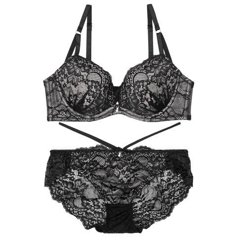 マリアージュコードレースブラジャー&バック透けフルバックショーツ［激売れ］［週替］[スーパーセール](ブラック-E65/ショーツM)