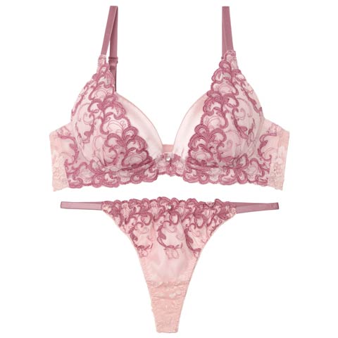 10/3新作!ブリリアントアイビーブラジャー&バック透けTバックショーツ［激売れ］(ピンク-A70/ショーツM)