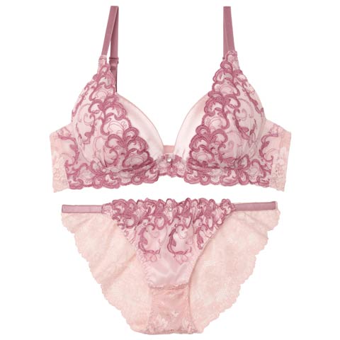 10/3新作!【EFサイズ】ブリリアントアイビーブラジャー&バック透けフルバックショーツ［大人気］(ピンク-E70/ショーツM)