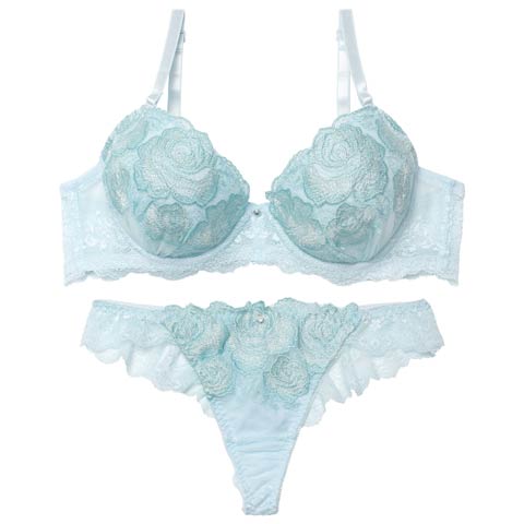 12/22新作!プリンセスグリッターローズブラジャー&バック透けTバックショーツ［激売れ］(サックス-A70/ショーツM)