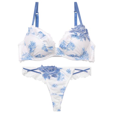 10/18再販!【三上悠亜着用】トワルドジュイブルームブラジャー&バック透けTバックショーツ［激売れ］(ブルー-B65/ショーツM)