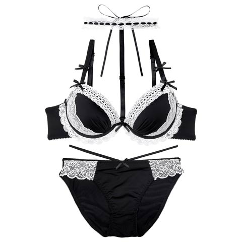 ゴシックレースチョーカーブラジャー&フルバックショーツ［激売れ］［週替］[スーパーセール](ブラック-B65/ショーツM)