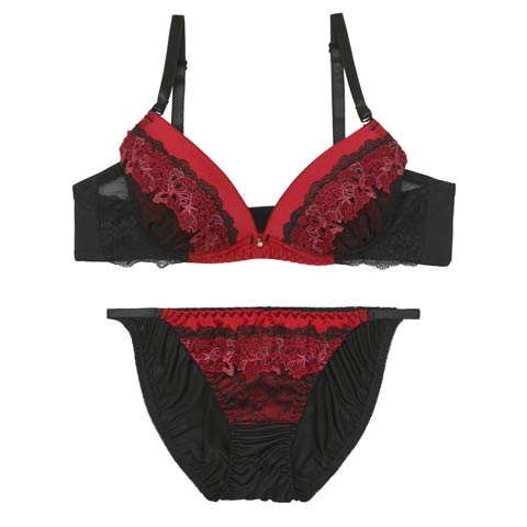 2/4新作!ミスティックケミカルレースブラジャー&フルバックショーツ［激売れ］(ワインレッド-A70/ショーツM)