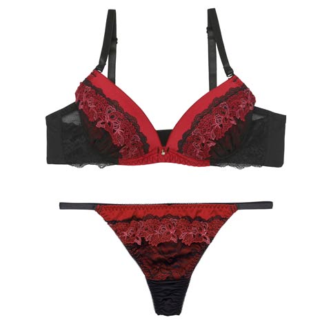2/4新作!ミスティックケミカルレースブラジャー&Tバックショーツ［激売れ］(ワインレッド-A70/ショーツM)