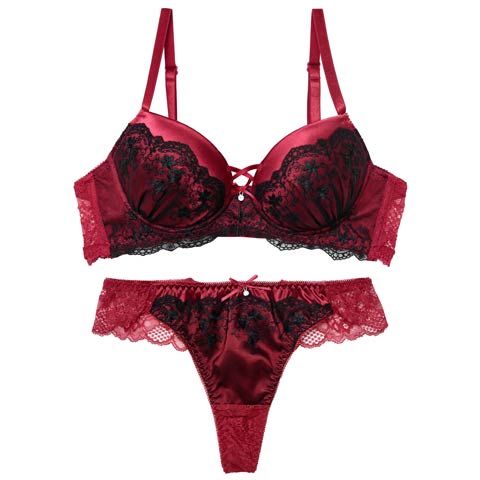 1/16新作!グリッターベロアレーシィブラジャー&バック透けTバックショーツ［激売れ］(ワインレッド-B65/ショーツM)
