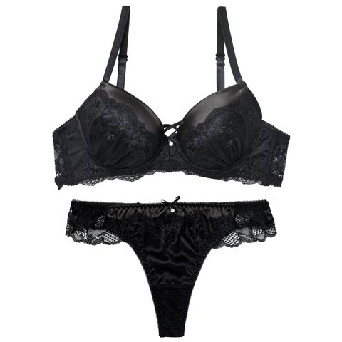 1/16新作!グリッターベロアレーシィブラジャー&バック透けTバックショーツ［激売れ］(ブラック-B65/ショーツM)