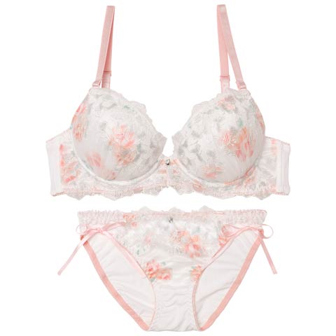 11/24新作!ピュアブロッサムベールブラジャー&フルバックショーツ［激売れ］(ピンク-B65/ショーツM)