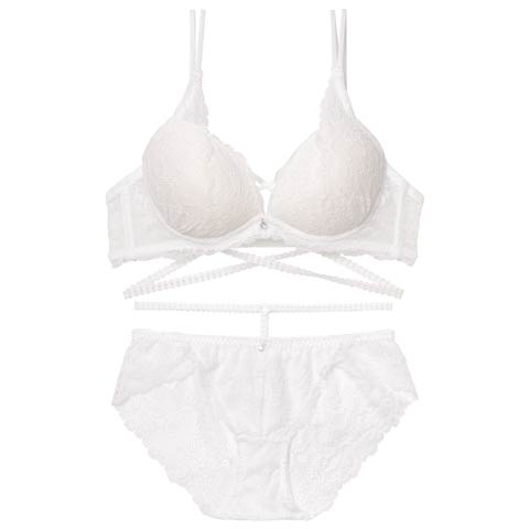 2/27新作!リュクスコードレースブラジャー&バック透けフルバックショーツ［激売れ］(オフホワイト-B65/ショーツM)