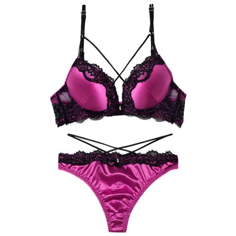 4/24新作!ディープレースクロスコードブラジャー&Tバックショーツ［激売れ］(パープル-B65/ショーツM)