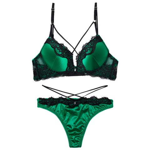 4/24新作!ディープレースクロスコードブラジャー&Tバックショーツ［激売れ］(グリーン-B65/ショーツM)