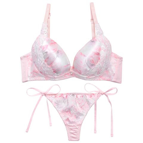 4/1新作!【かとゆり着用】エフェメラルバタフライロゼブラジャー&サイド紐Tバックショーツ［激売れ］(ピンク-A70/ショーツM)