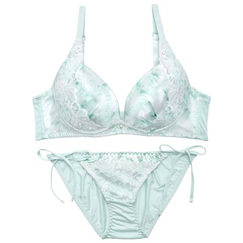 4/1新作!【かとゆり着用】【EFサイズ】エフェメラルバタフライロゼブラジャー&サイド紐フルバックショーツ［大人気］(ミント-E70/ショーツM)