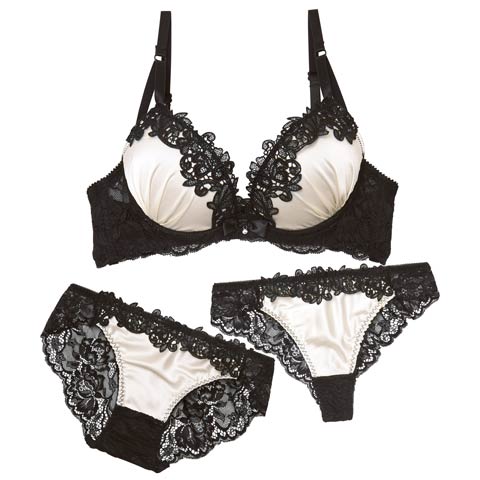 4/8新作!【3点セット】ノワールケミカルレースブラジャー&バック透けフルバック＆ハーフバックショーツ［大人気］(アイボリー-B65/ショーツM)