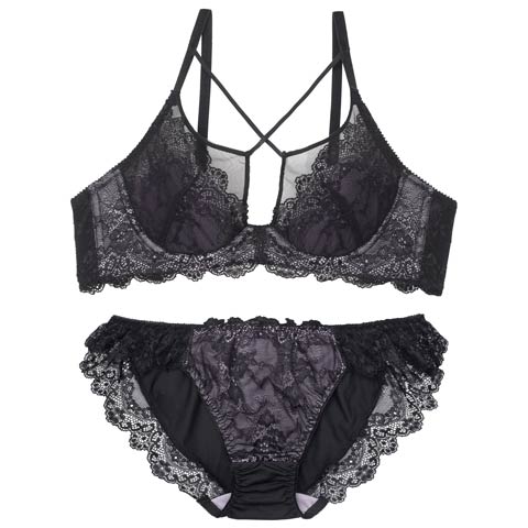 リュクスシアークロスブラジャー&フルバックショーツ［週替］(ブラック-B65/ショーツM)